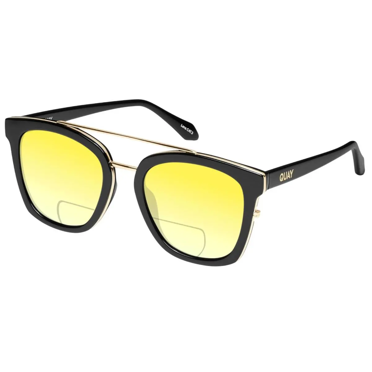 Quay Sweet Dreams Unisex Panthos Polarized Bi-focal Sunglasses Gloss Black 54 mm Yellow by QUAY