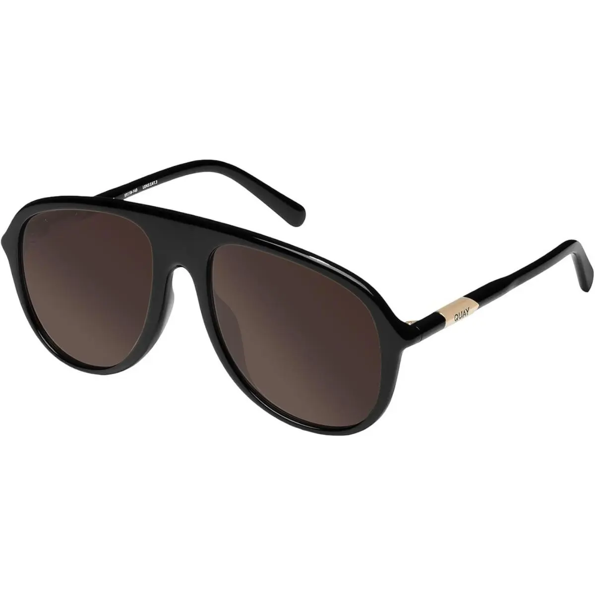 Quay Chart Topper Mens Pilot Polarized Sunglasses Gloss Black 57mm 4 Lens Option Amber Brown Polar by QUAY