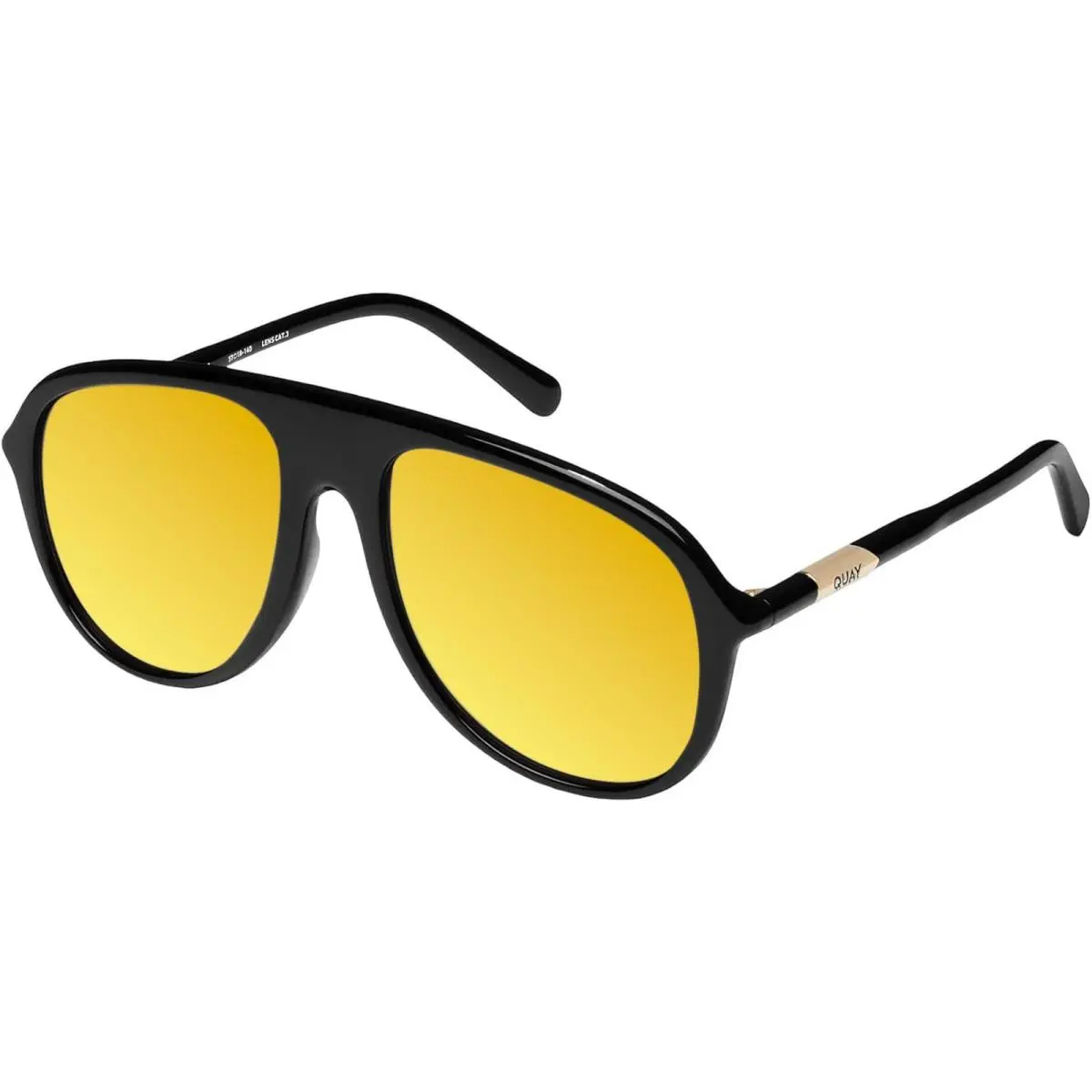 Quay Chart Topper Mens Pilot Polarized Sunglasses Gloss Black 57mm 4 Lens Option Gold Mirror Polar by QUAY