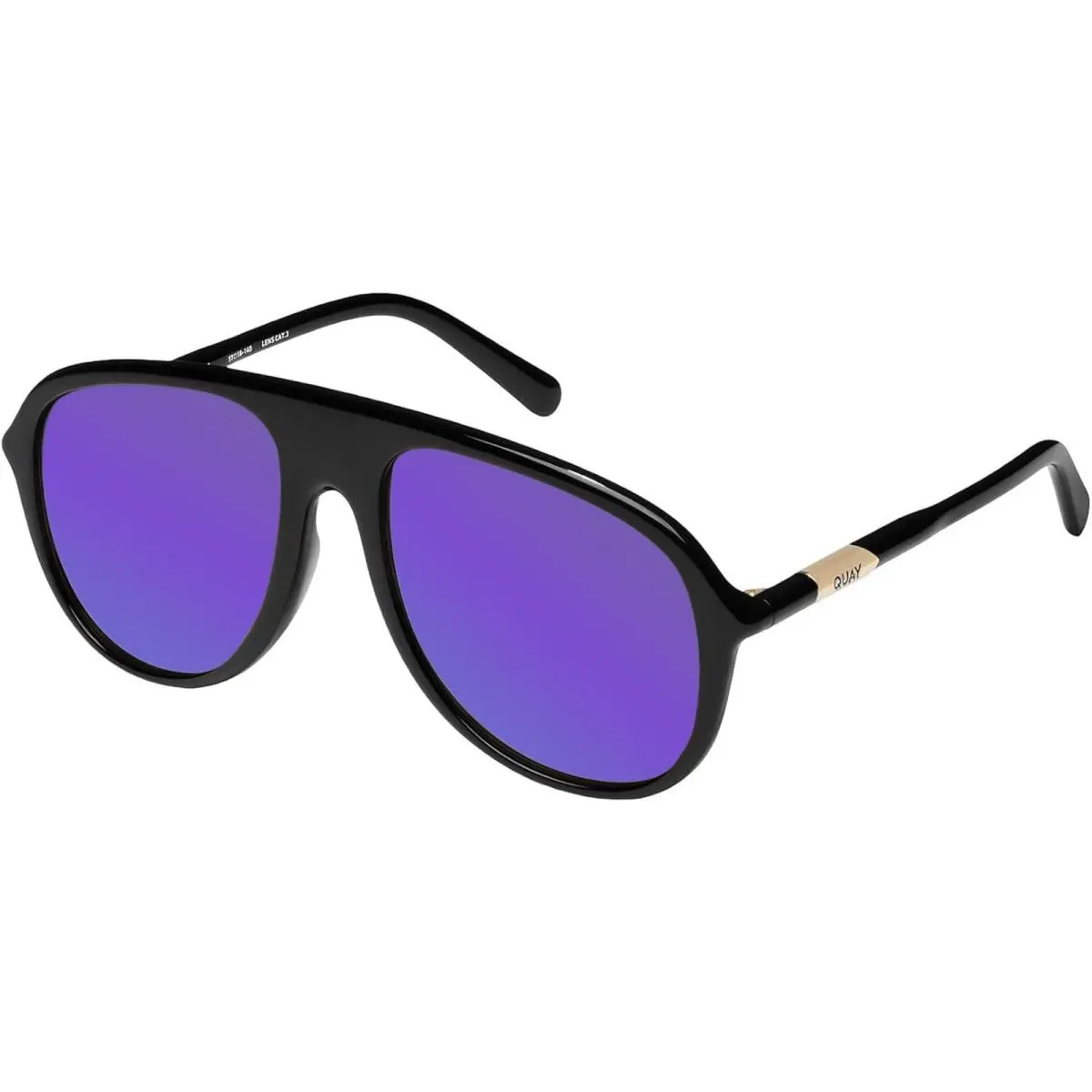 Quay Chart Topper Mens Pilot Polarized Sunglasses Gloss Black 57mm 4 Lens Option Purple Mirror Polar by QUAY