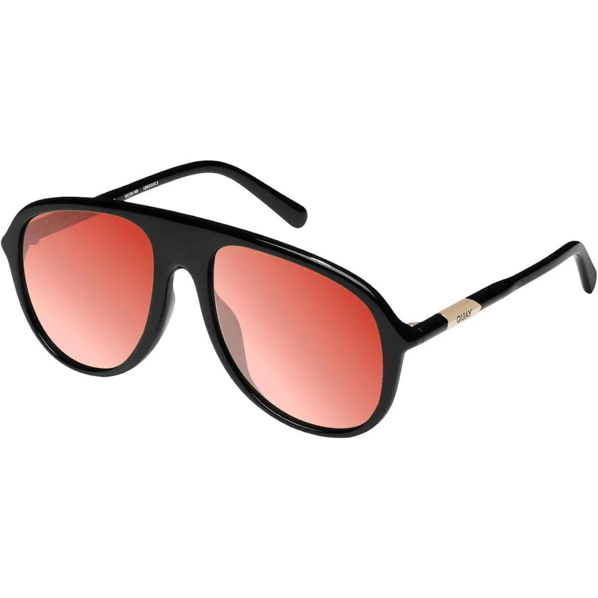 Quay Chart Topper Mens Pilot Polarized Sunglasses Gloss Black 57mm 4 Lens Option Red Mirror Polar by QUAY
