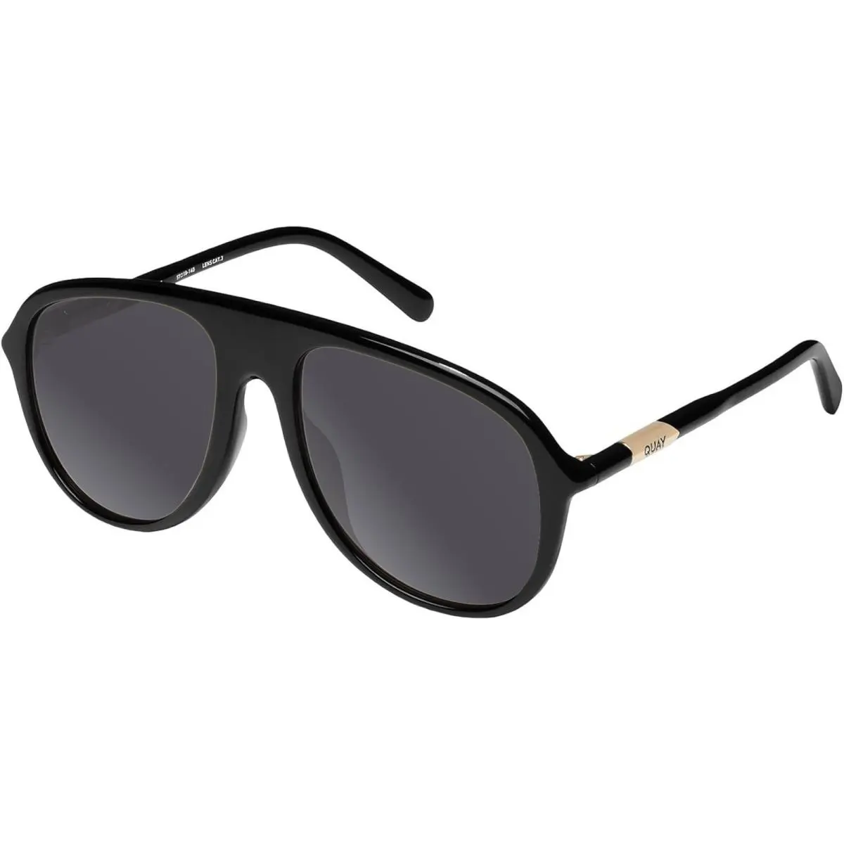 Quay Chart Topper Mens Pilot Polarized Sunglasses Gloss Black 57mm 4 Lens Option Smoke Grey Polar by QUAY