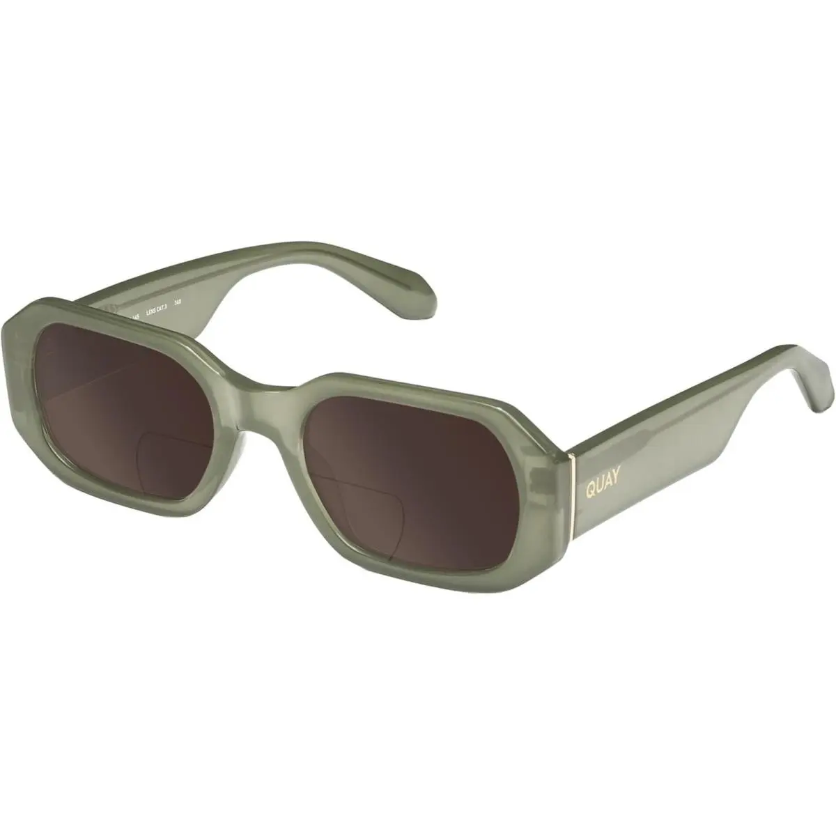 Quay Hyped Up Hexagonal Polarized Bi-focal Sunglasses in Crystal Jade Green 53mm Brown by QUAY