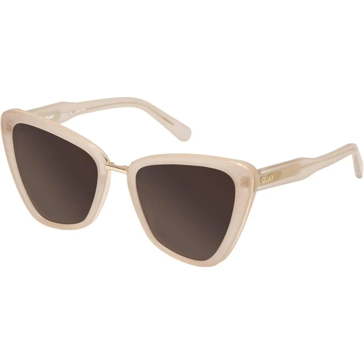 Quay All Talk Womens Cat Eye Polarized Sunglasses Bone White 58mm 4 Lens Options Amber Brown Polar by QUAY