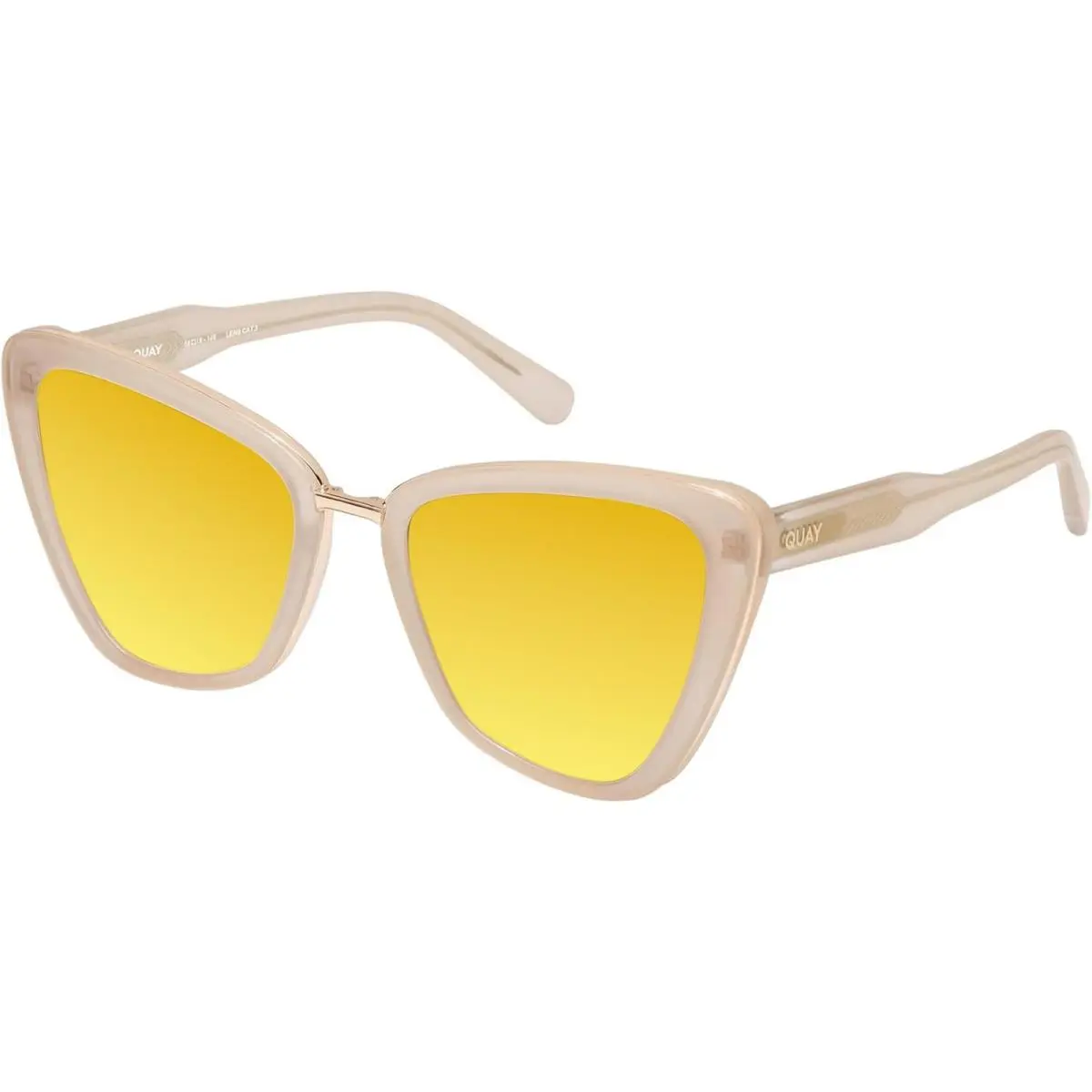 Quay All Talk Womens Cat Eye Polarized Sunglasses Bone White 58mm 4 Lens Options Gold Mirror Polar by QUAY