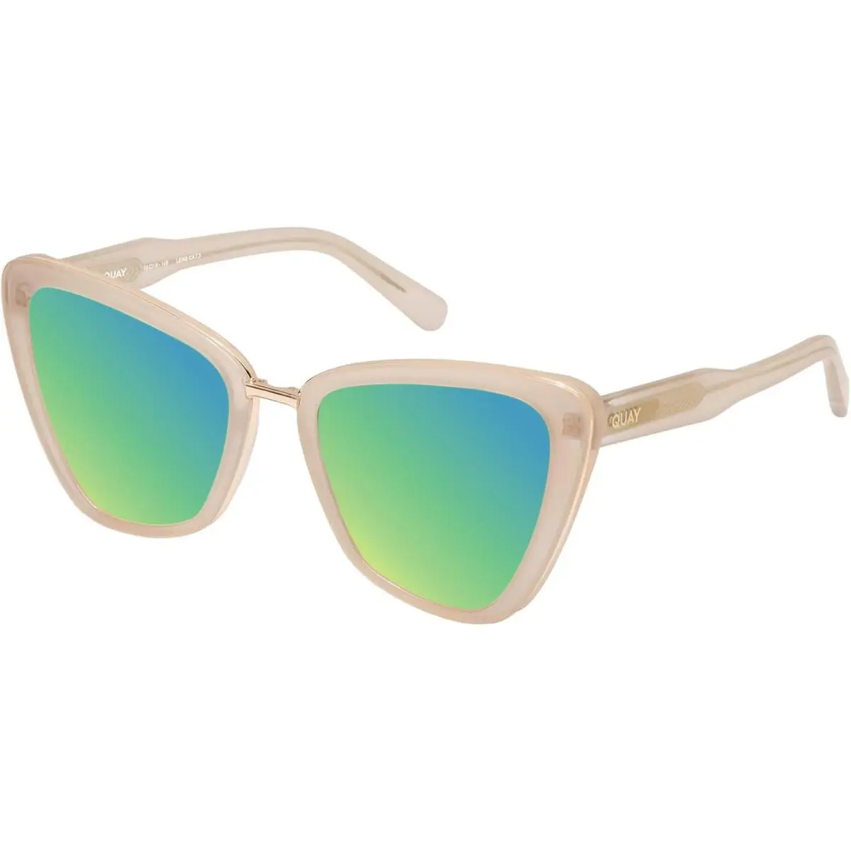 Quay All Talk Womens Cat Eye Polarized Sunglasses Bone White 58mm 4 Lens Options Green Mirror Polar by QUAY