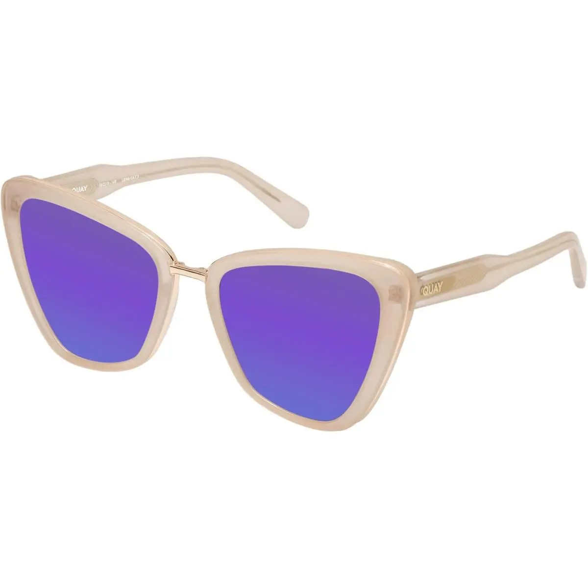 Quay All Talk Womens Cat Eye Polarized Sunglasses Bone White 58mm 4 Lens Options Purple Mirror Polar by QUAY