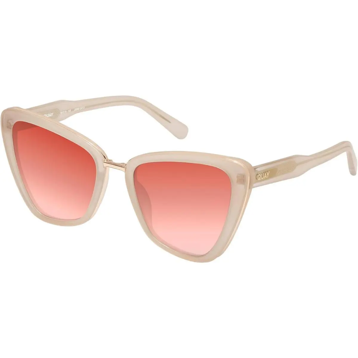 Quay All Talk Womens Cat Eye Polarized Sunglasses Bone White 58mm 4 Lens Options Red Mirror Polar by QUAY