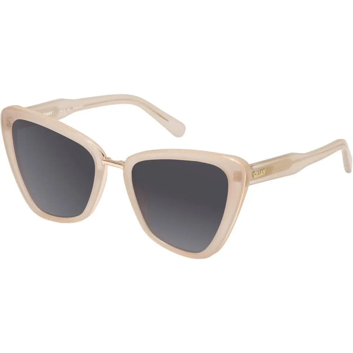 Quay All Talk Womens Cat Eye Polarized Sunglasses Bone White 58mm 4 Lens Options Smoke Grey Polar by QUAY