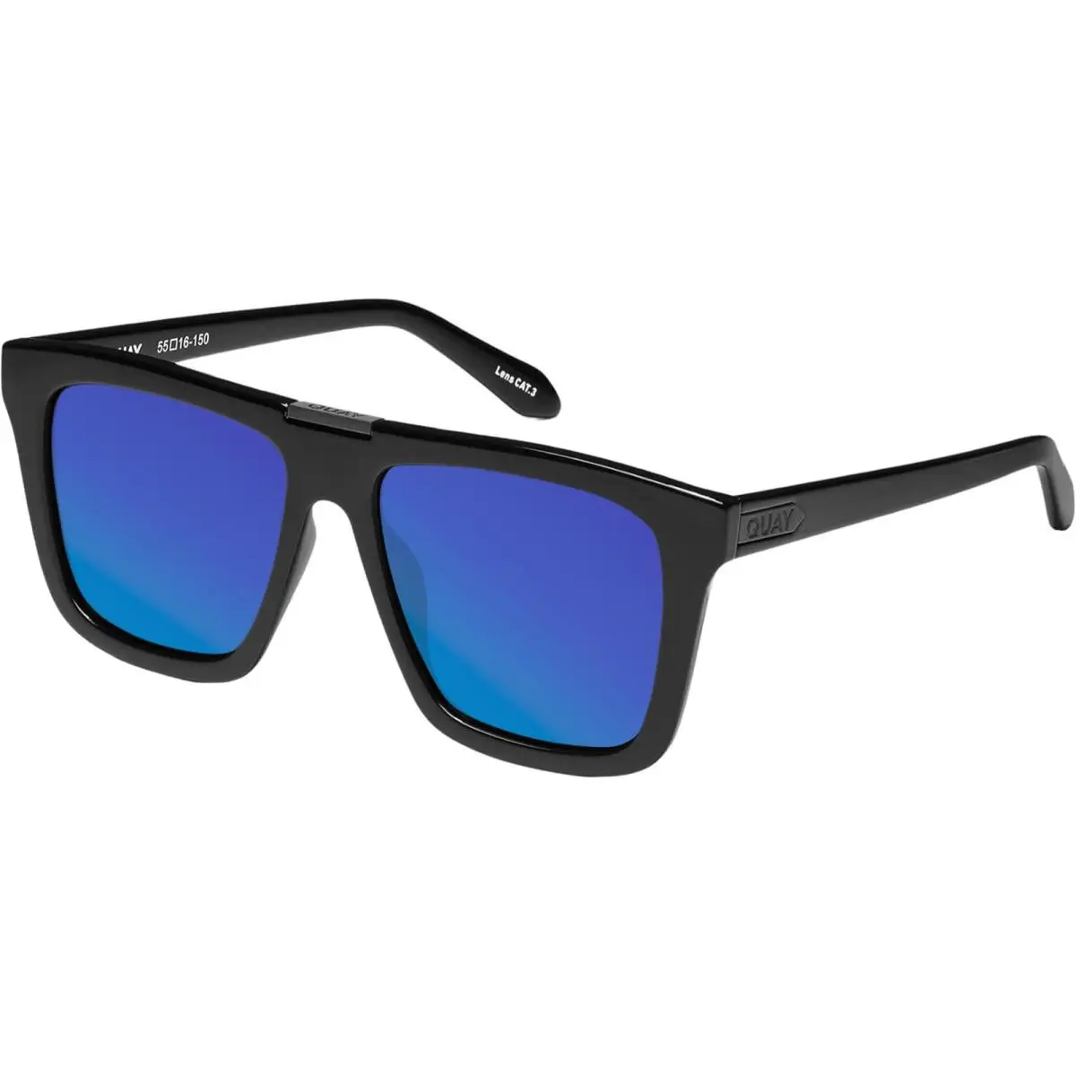 Quay Name Drop Unisex Square Polarized Sunglasses Gloss Black 55mm 4 Lens Option