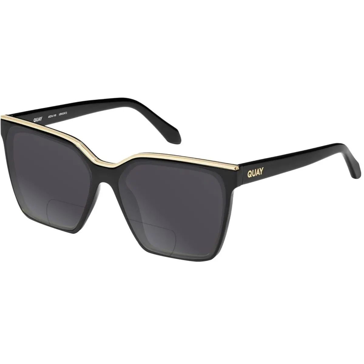 Quay Level Up Women`s Square Polarized Bi-focal Sunglasses in Matte Black 60 mm Grey by QUAY