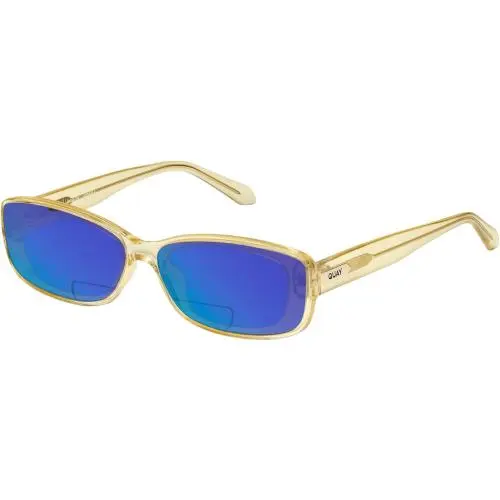 Quay Vibe Check Women`s Square Polarized Bi-focal Sunglasses in Yellow 62mm 41 O Blue Mirror by QUAY