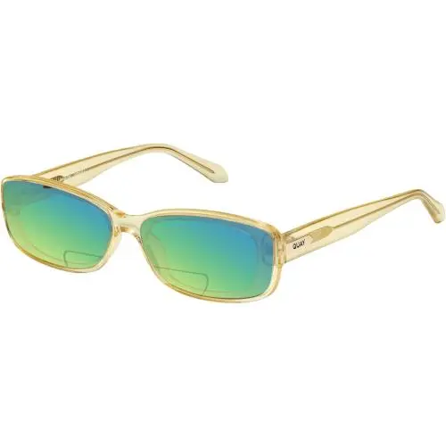 Quay Vibe Check Women`s Square Polarized Bi-focal Sunglasses in Yellow 62mm 41 O Green Mirror by QUAY