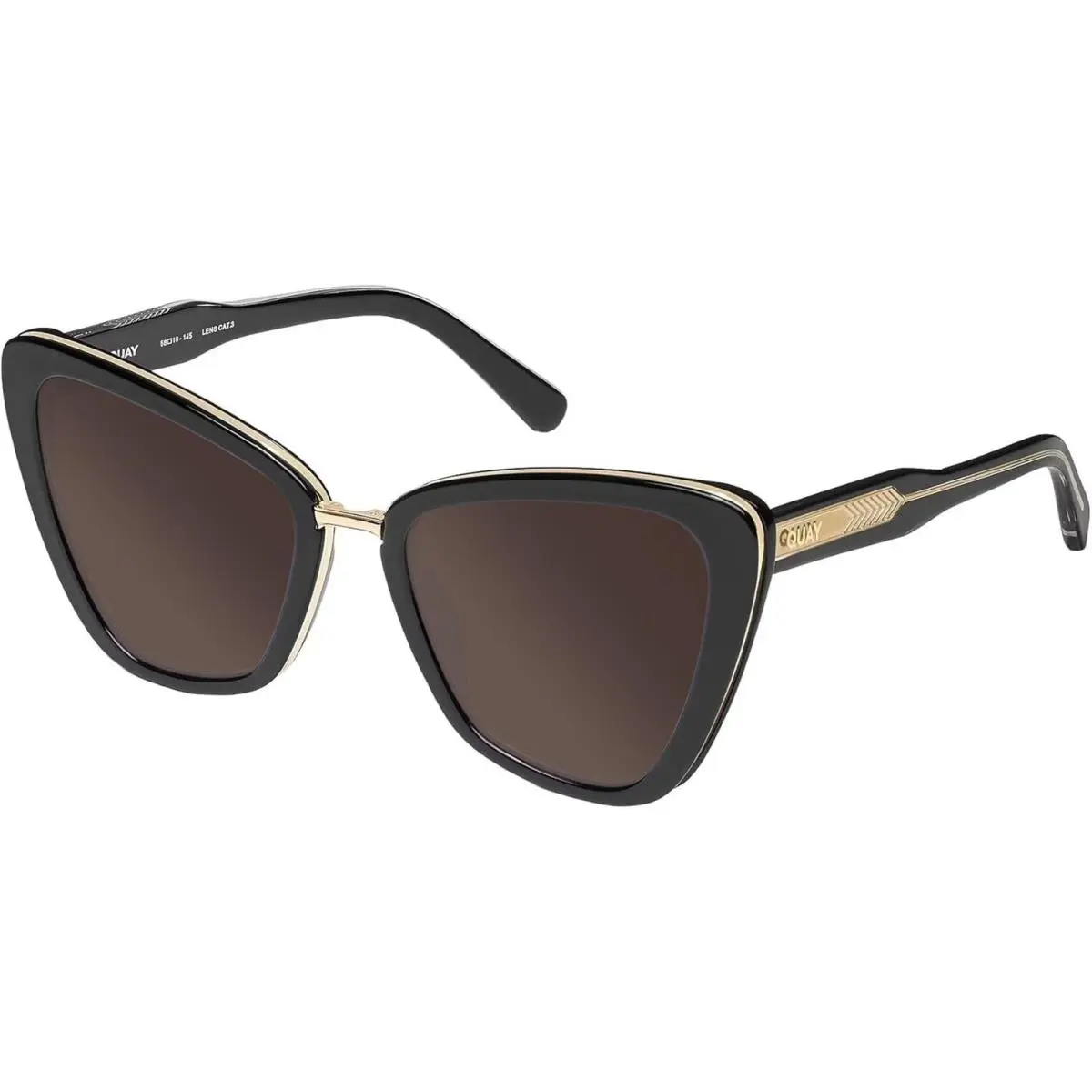 Quay All Talk Women Cat Eye Polarized Sunglasses Gloss Black 58mm 4 Lens Options Amber Brown Polar by QUAY