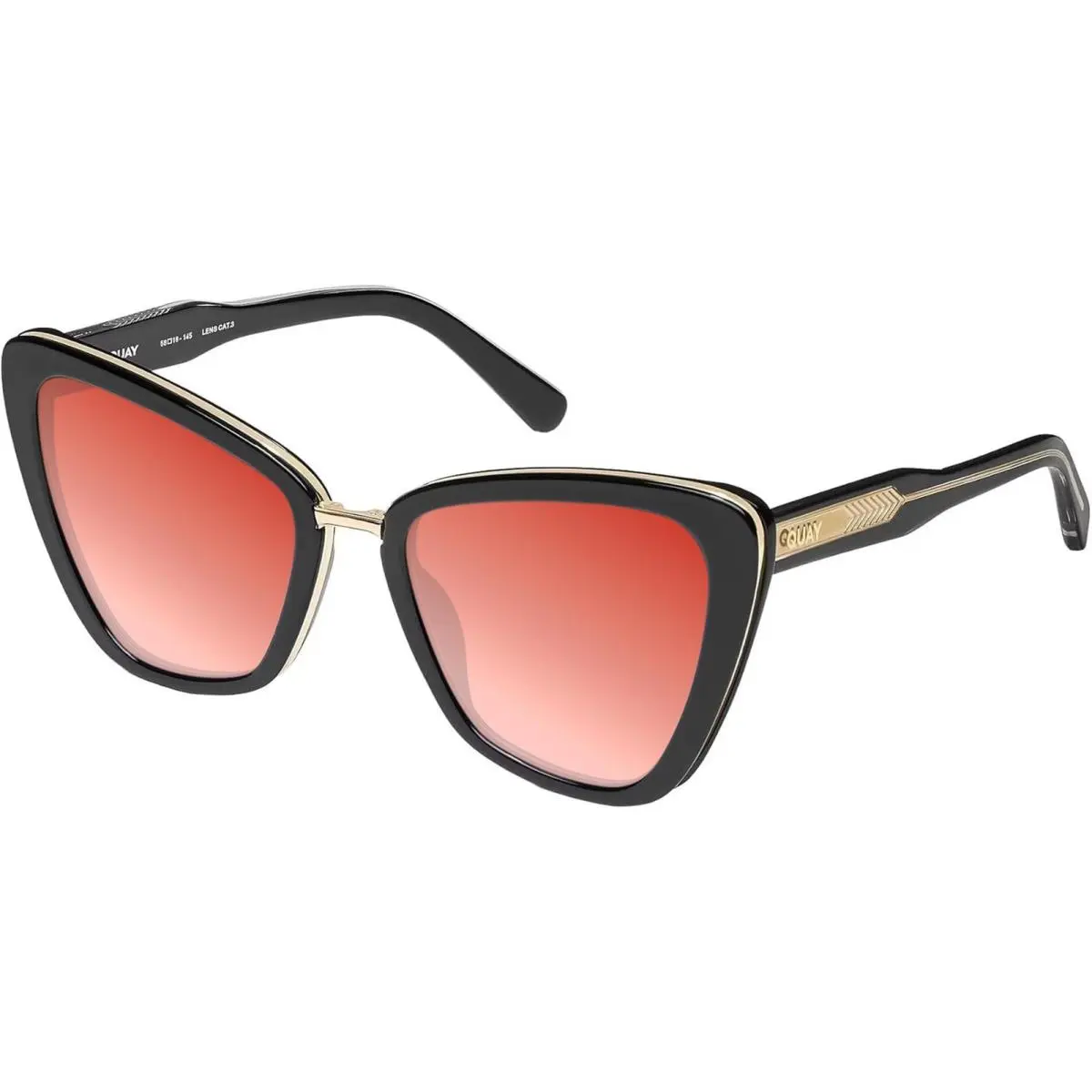 Quay All Talk Women Cat Eye Polarized Sunglasses Gloss Black 58mm 4 Lens Options Red Mirror Polar by QUAY