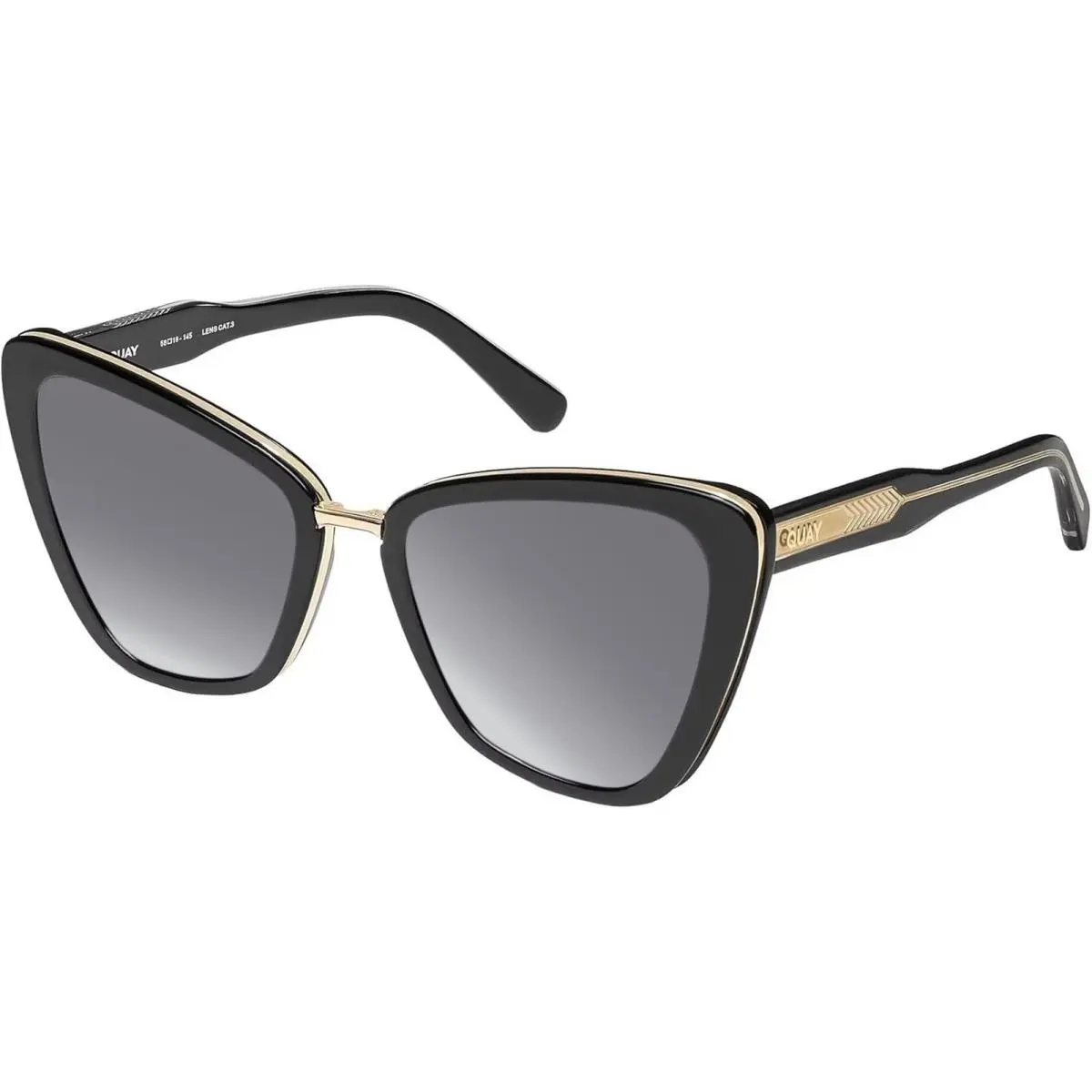 Quay All Talk Women Cat Eye Polarized Sunglasses Gloss Black 58mm 4 Lens Options Silver Mirror Polar by QUAY