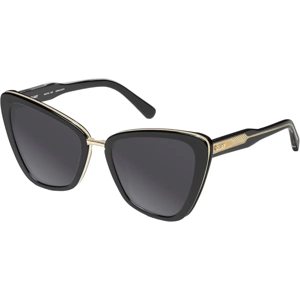 Quay All Talk Women Cat Eye Polarized Sunglasses Gloss Black 58mm 4 Lens Options Smoke Grey Polar by QUAY