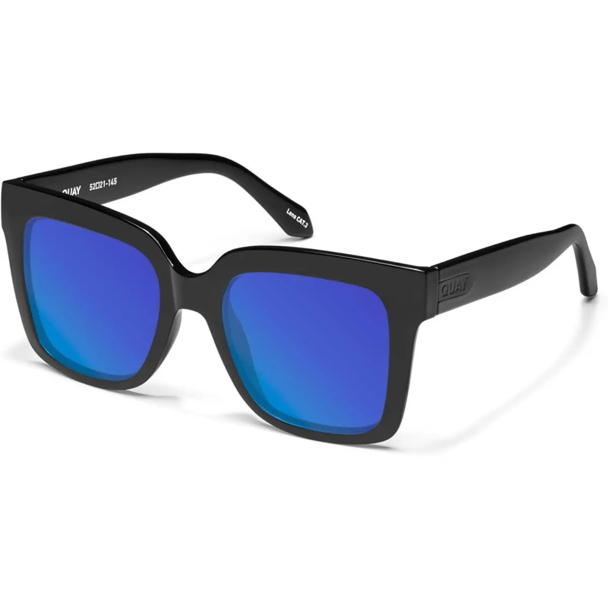 Quay Icy Women`s Square Polarized Sunglasses Gloss Black 52 mm Choose Lens Color