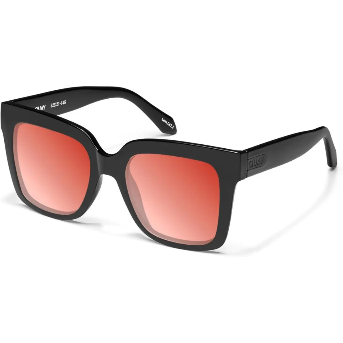 Quay Icy Women`s Square Polarized Sunglasses Gloss Black 52 mm Choose Lens Color Grey Gradient NON-Polar by QUAY