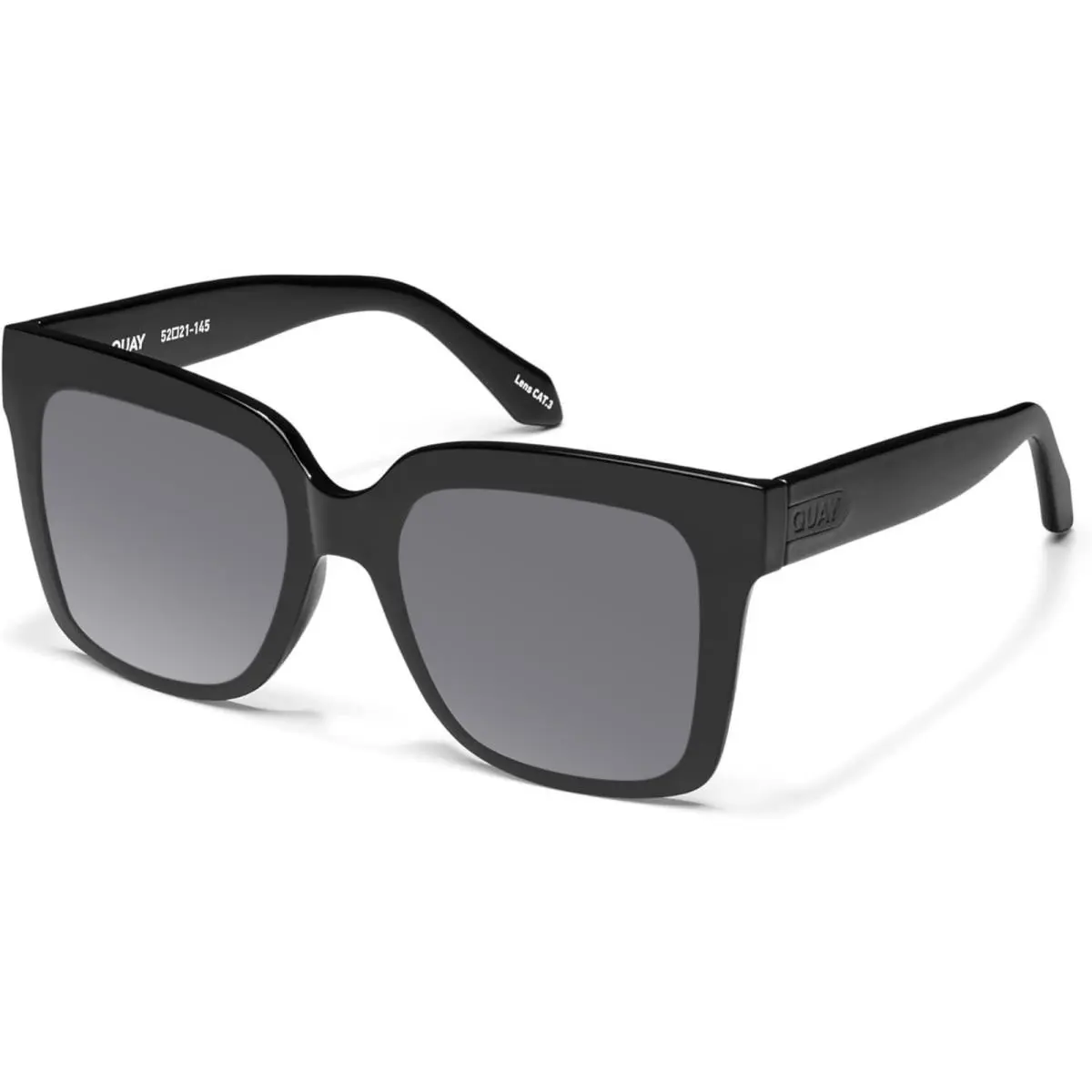 Quay Icy Women`s Square Polarized Sunglasses Gloss Black 52 mm Choose Lens Color Silver Mirror Polar by QUAY