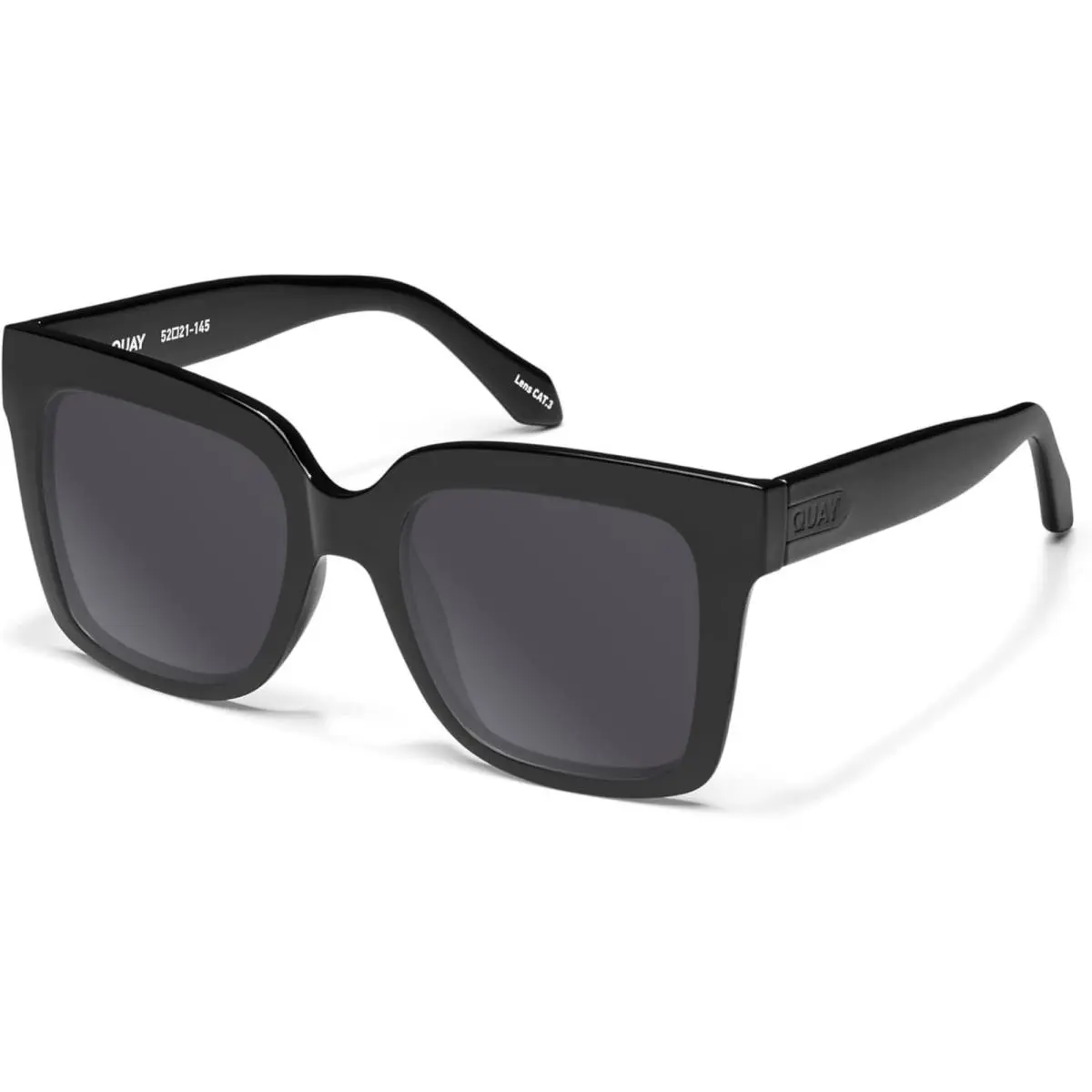 Quay Icy Women`s Square Polarized Sunglasses Gloss Black 52 mm Choose Lens Color Smoke Grey Polar by QUAY