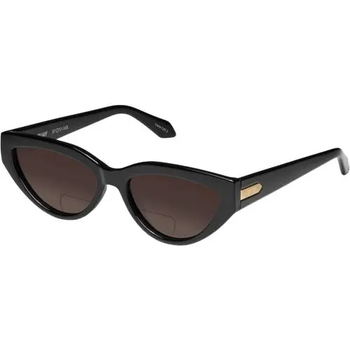 Quay Narrow Down Women`s Cat Eye Polarized Bi-focal Sunglasses Gloss Black 57 mm Brown by QUAY