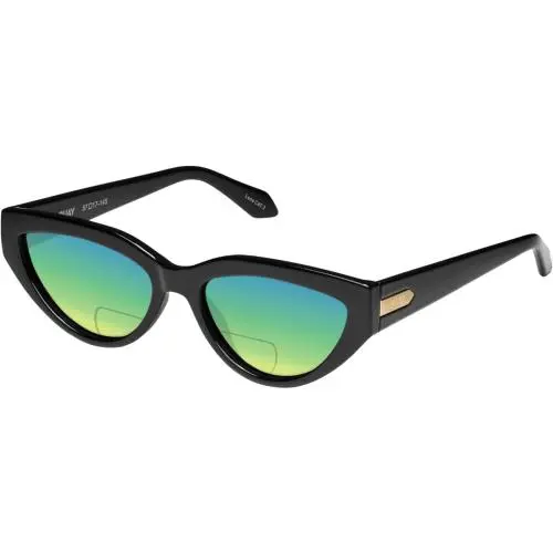 Quay Narrow Down Women`s Cat Eye Polarized Bi-focal Sunglasses Gloss Black 57 mm Green Mirror by QUAY