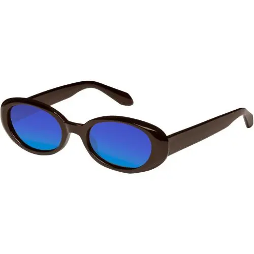 Quay Felt Cute Women`s Round Polarized Sunglasses Chocolate Brown 52mm 10 Option Blue Mirror Polar by QUAY