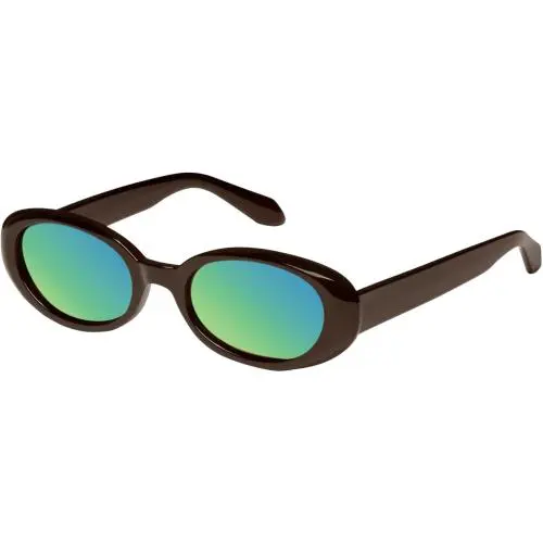 Quay Felt Cute Women`s Round Polarized Sunglasses Chocolate Brown 52mm 10 Option Green Mirror Polar by QUAY