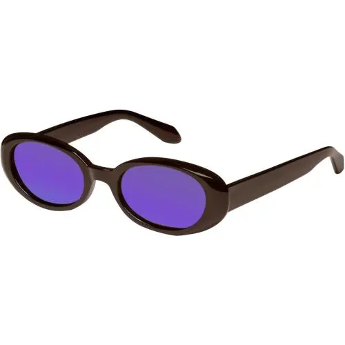 Quay Felt Cute Women`s Round Polarized Sunglasses Chocolate Brown 52mm 10 Option Purple Mirror Polar by QUAY