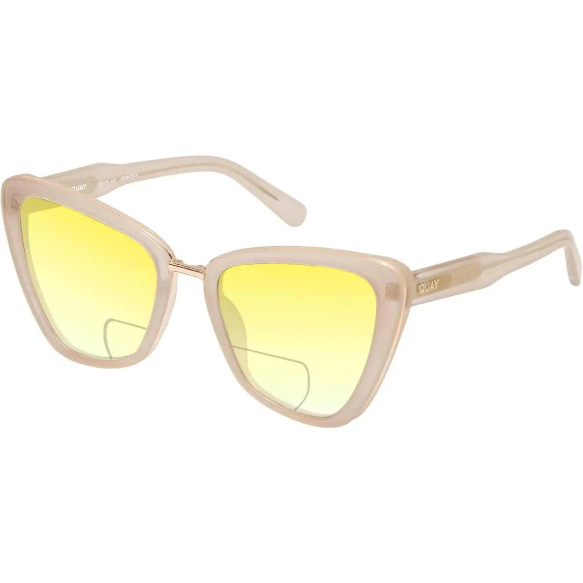 Quay All Talk Women`s Cat Eye Polarized Bi-focal Sunglasses in Bone White 58 mm Yellow by QUAY