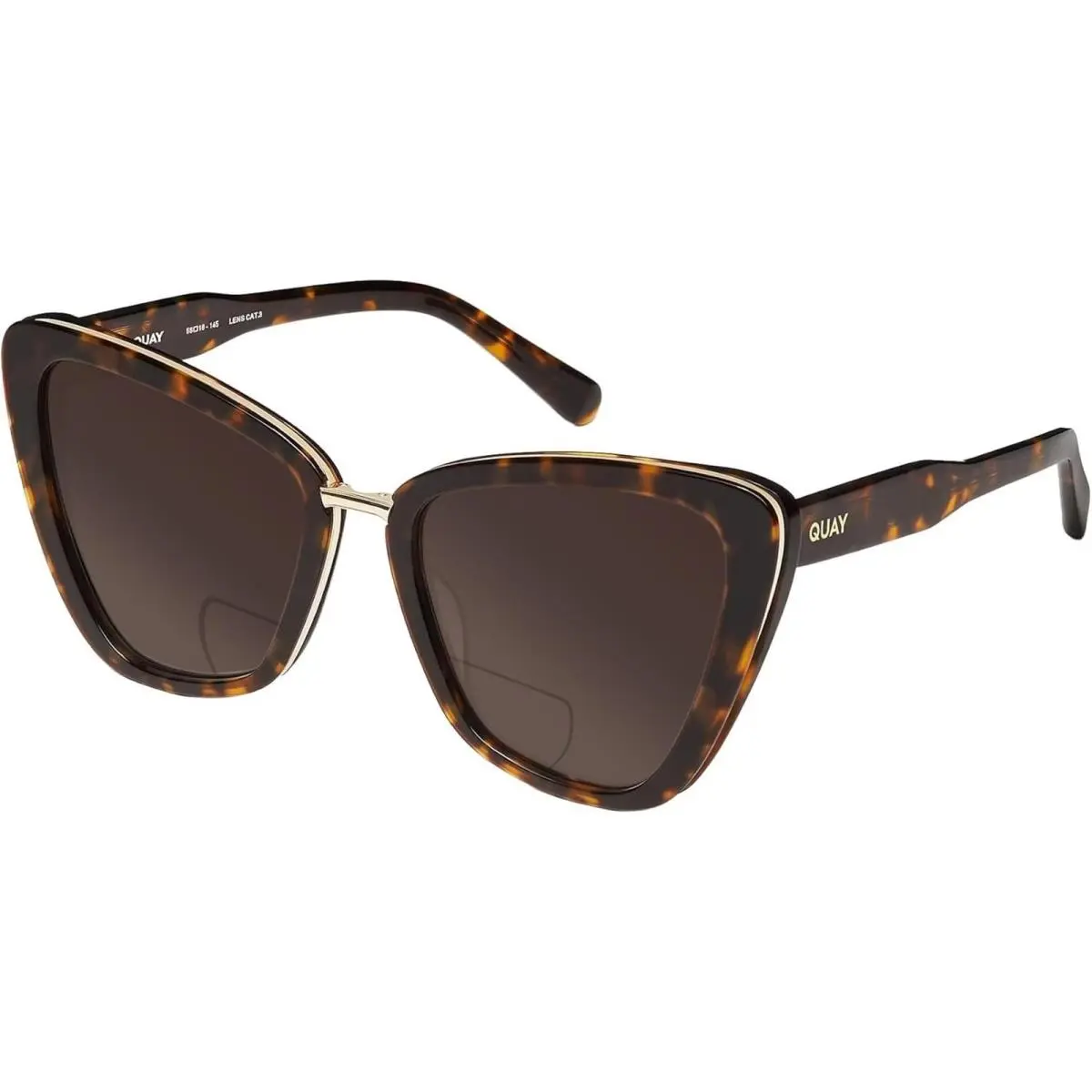Quay All Talk Women`s Cat Eye Polarized Bi-focal Sunglasses Brown Tortoise 58 mm Brown by QUAY