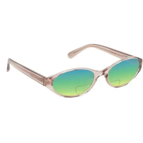 Quay Aura Points Unisex Oval Polarized Bi-focal Sunglasses in Brown Doe 55mm 41 Green Mirror by QUAY