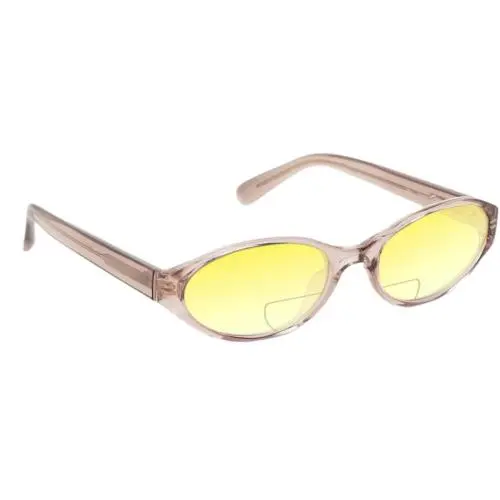 Quay Aura Points Unisex Oval Polarized Bi-focal Sunglasses in Brown Doe 55mm 41 Yellow by QUAY