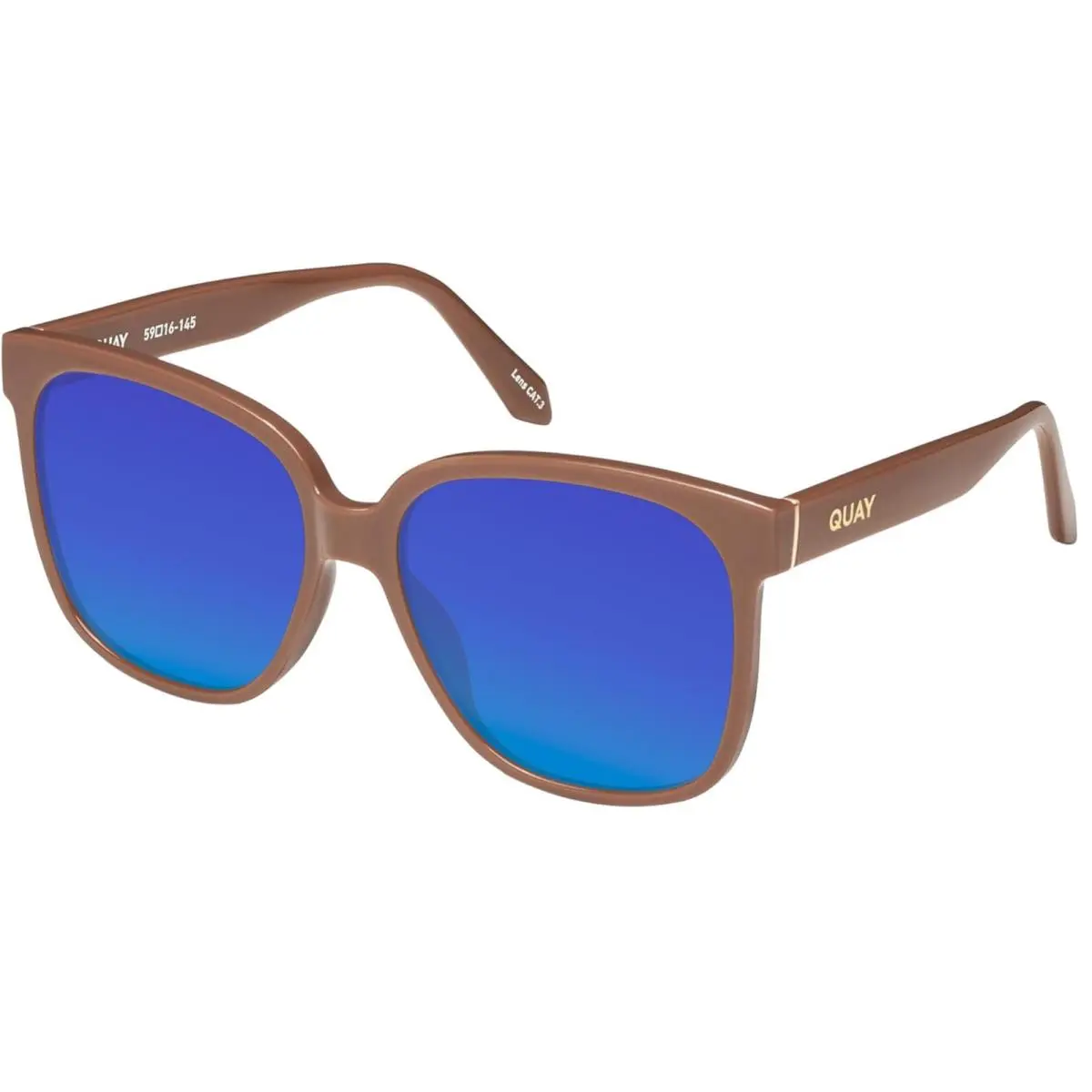 Quay Wide Awake Lady Panthos Polarized Sunglasses Gloss Tan Brown 59mm 10 Option Blue Mirror Polar by QUAY