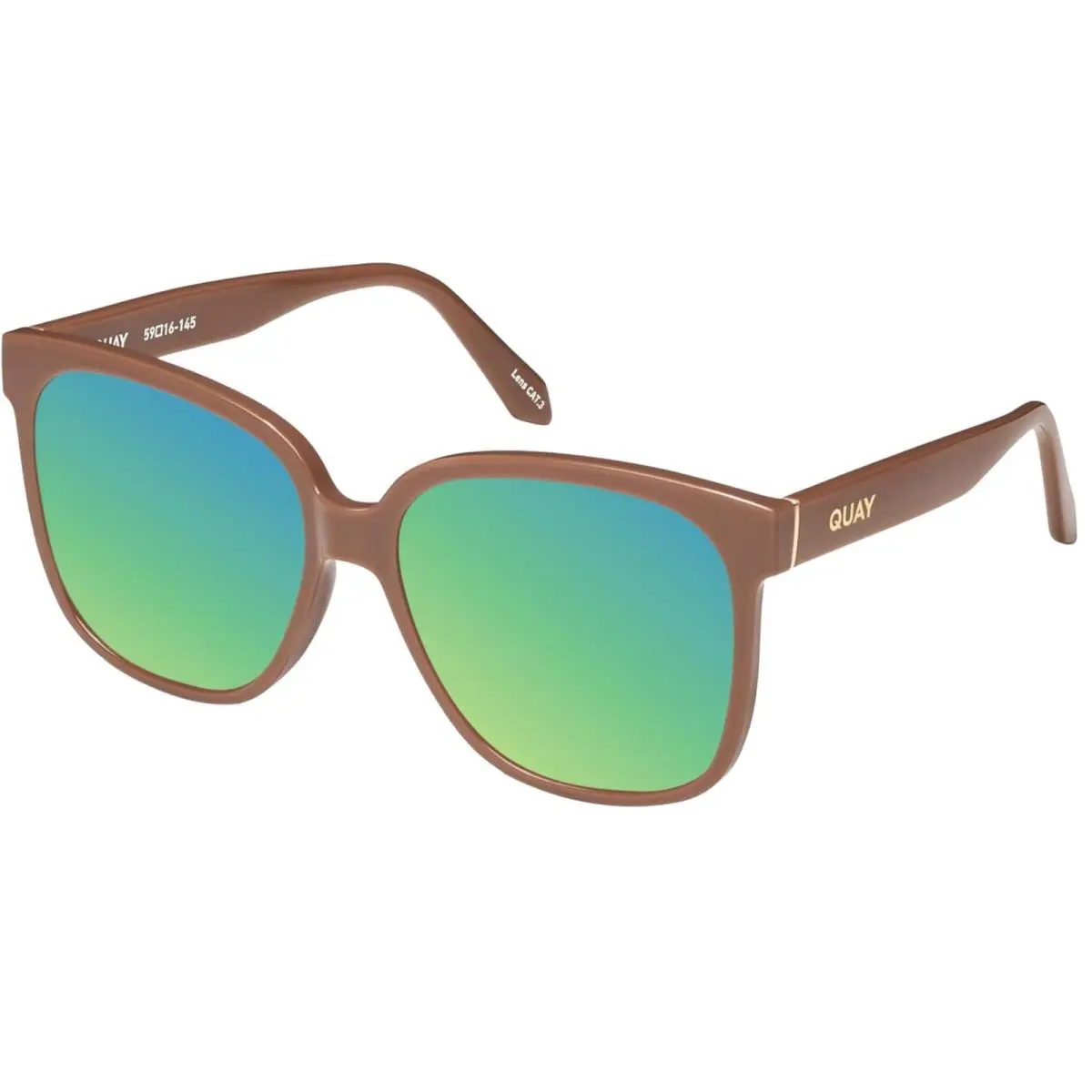 Quay Wide Awake Lady Panthos Polarized Sunglasses Gloss Tan Brown 59mm 10 Option Green Mirror Polar by QUAY