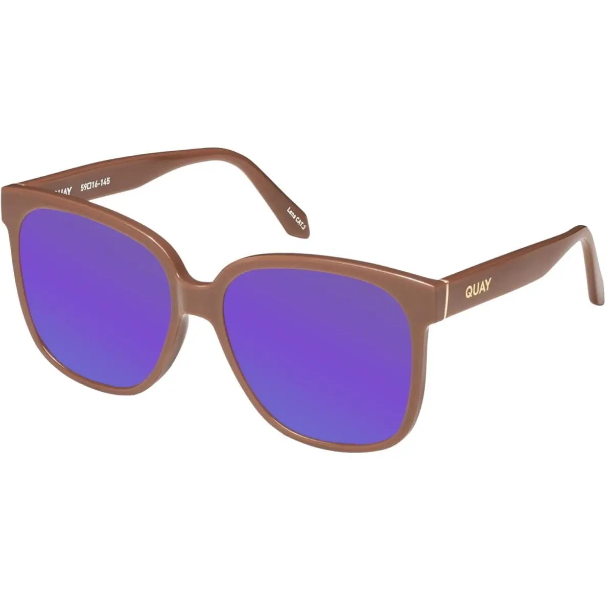 Quay Wide Awake Lady Panthos Polarized Sunglasses Gloss Tan Brown 59mm 10 Option Purple Mirror Polar by QUAY
