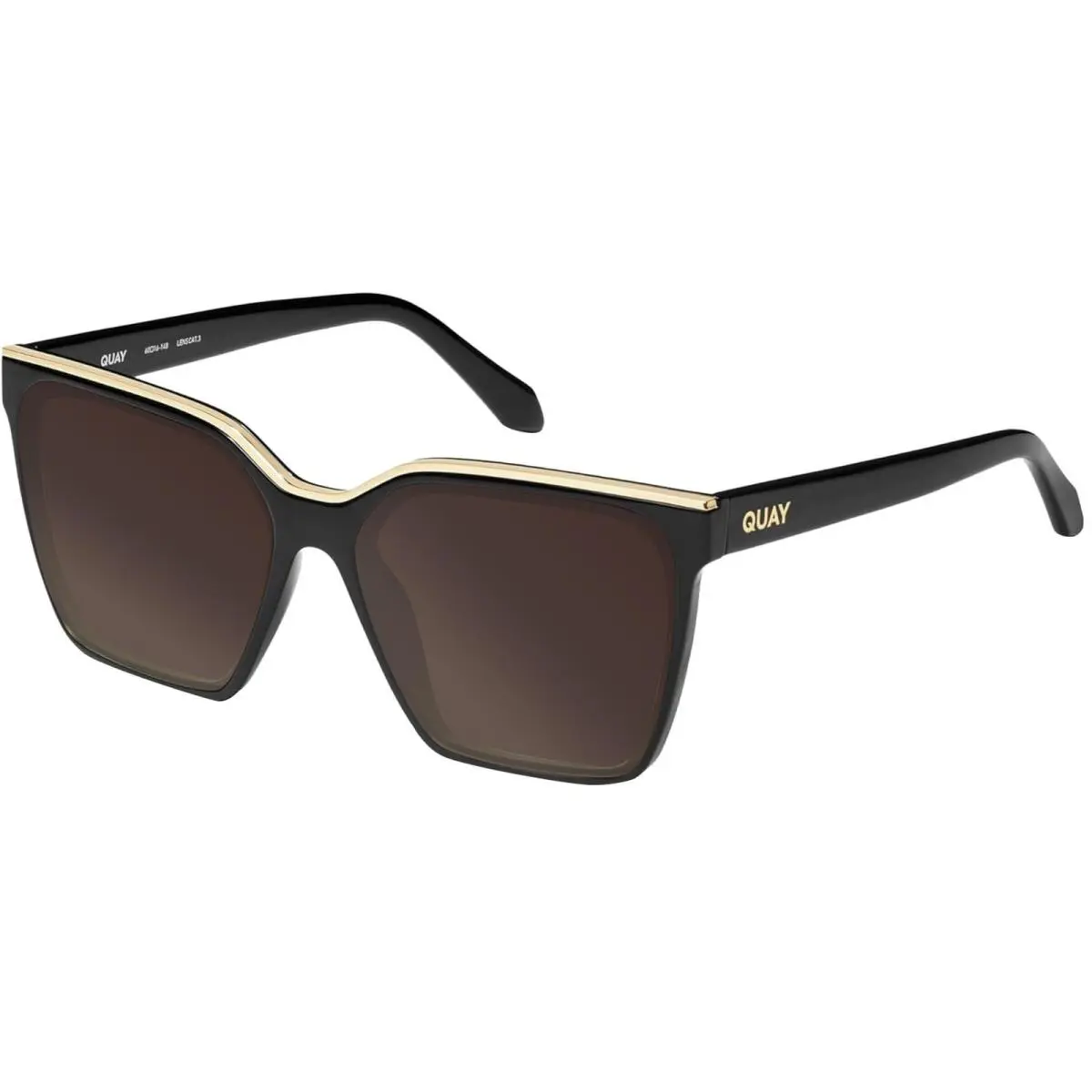 Quay Level Up Womens Square Polarized Sunglasses Matte Black 60mm 4 Lens Options Amber Brown Polar by QUAY
