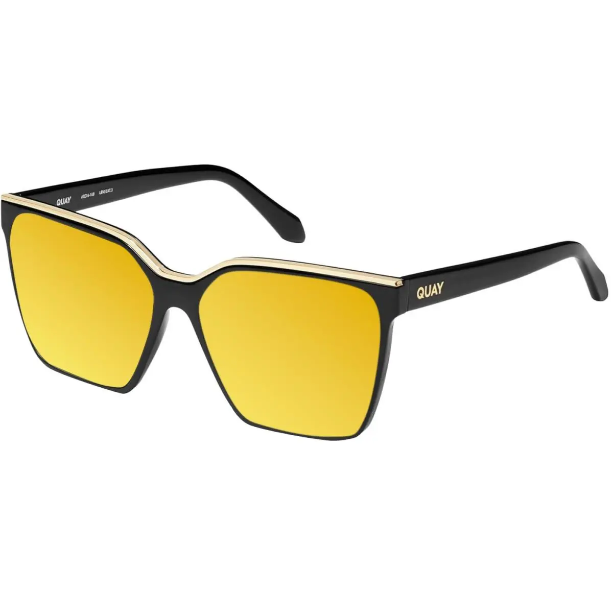 Quay Level Up Womens Square Polarized Sunglasses Matte Black 60mm 4 Lens Options Gold Mirror Polar by QUAY