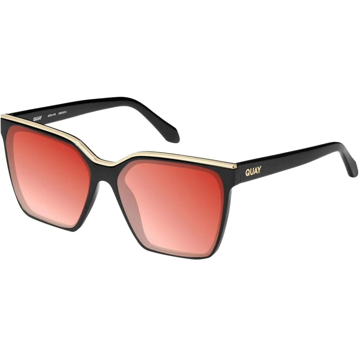 Quay Level Up Womens Square Polarized Sunglasses Matte Black 60mm 4 Lens Options Red Mirror Polar by QUAY