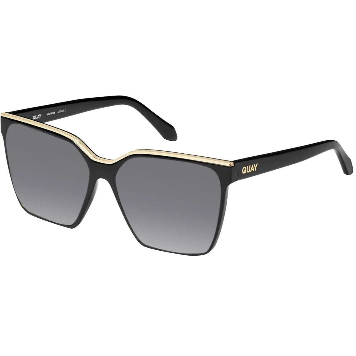 Quay Level Up Womens Square Polarized Sunglasses Matte Black 60mm 4 Lens Options Silver Mirror Polar by QUAY
