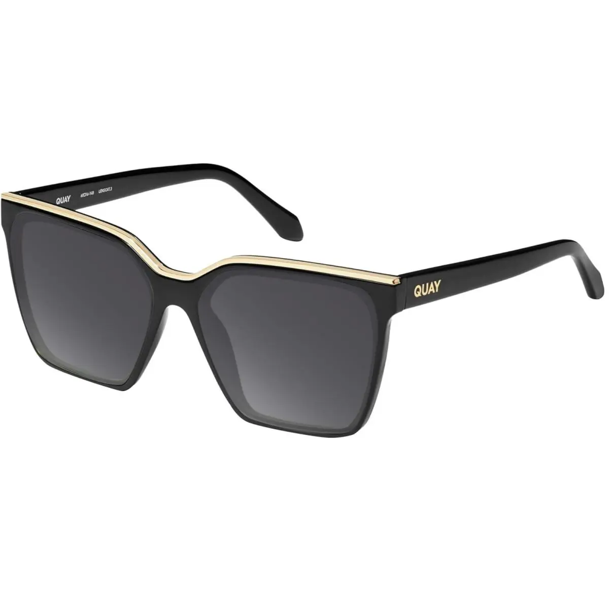 Quay Level Up Womens Square Polarized Sunglasses Matte Black 60mm 4 Lens Options Smoke Grey Polar by QUAY