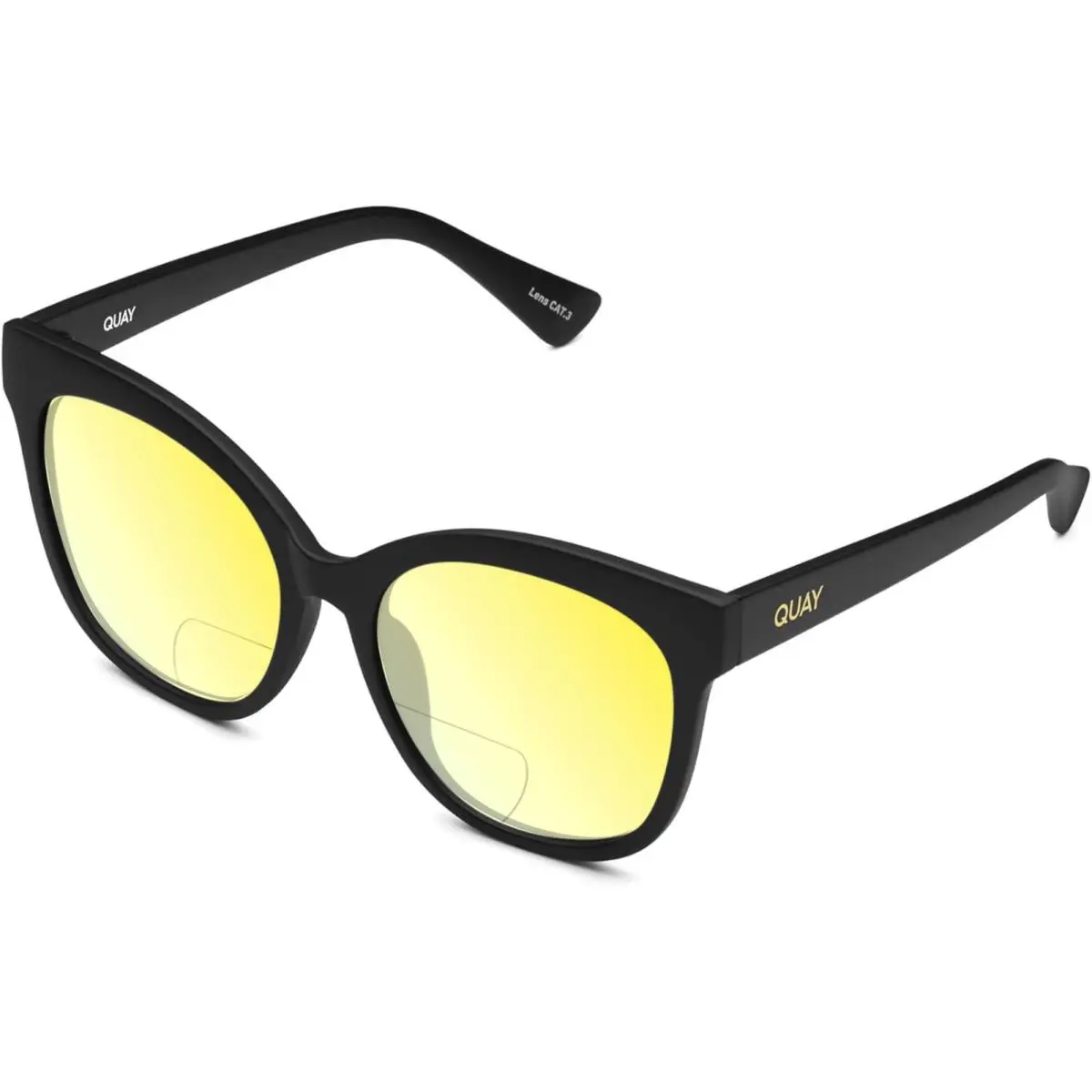 Quay It`s My Way Women`s Matte Black Cat Eye Polarized Bi-focal Sunglasses 59 mm Yellow by QUAY
