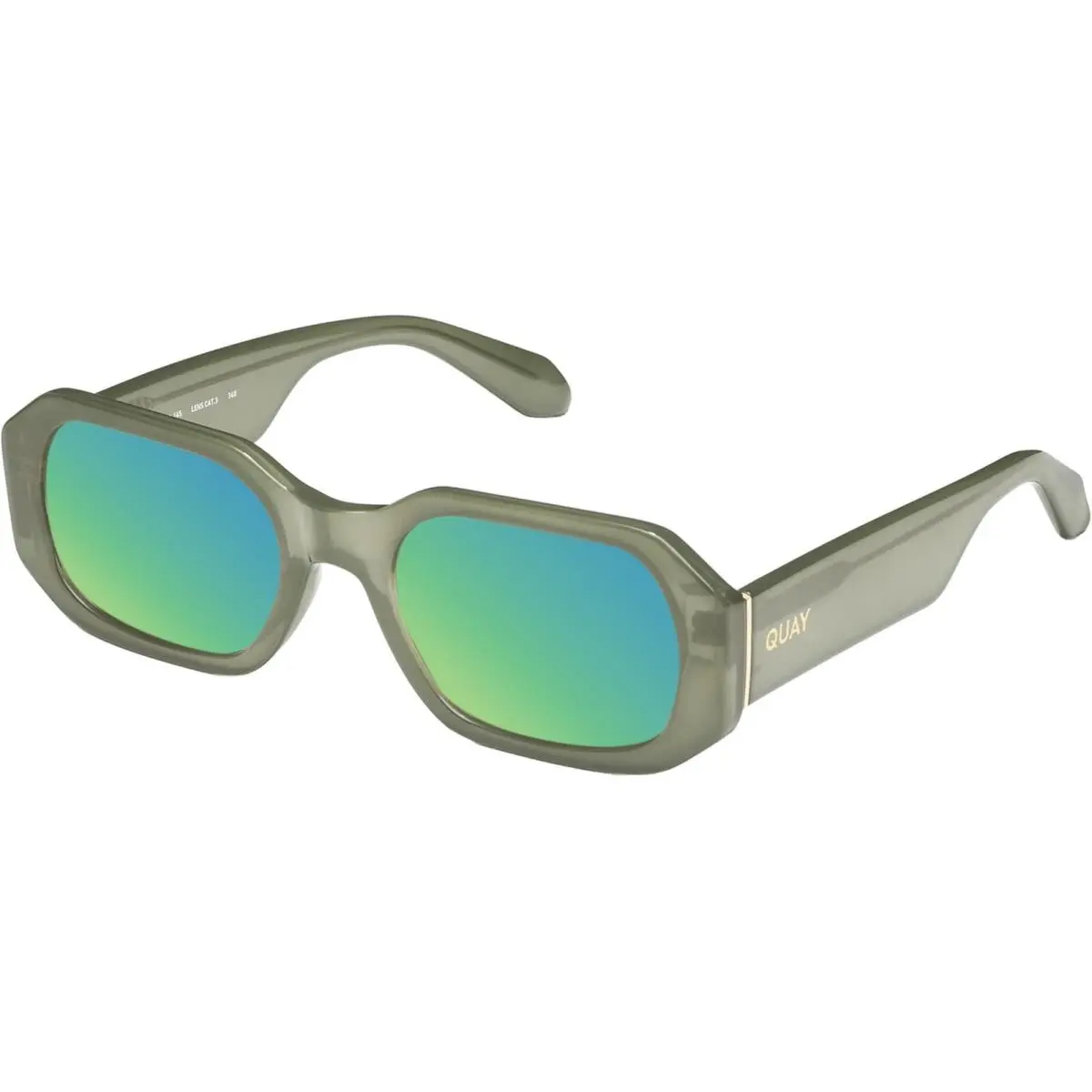 Quay Hyped Up Hexagonal Polarized Sunglasses Crystal Jade Green 53 mm 10 Options Green Mirror Polar by QUAY