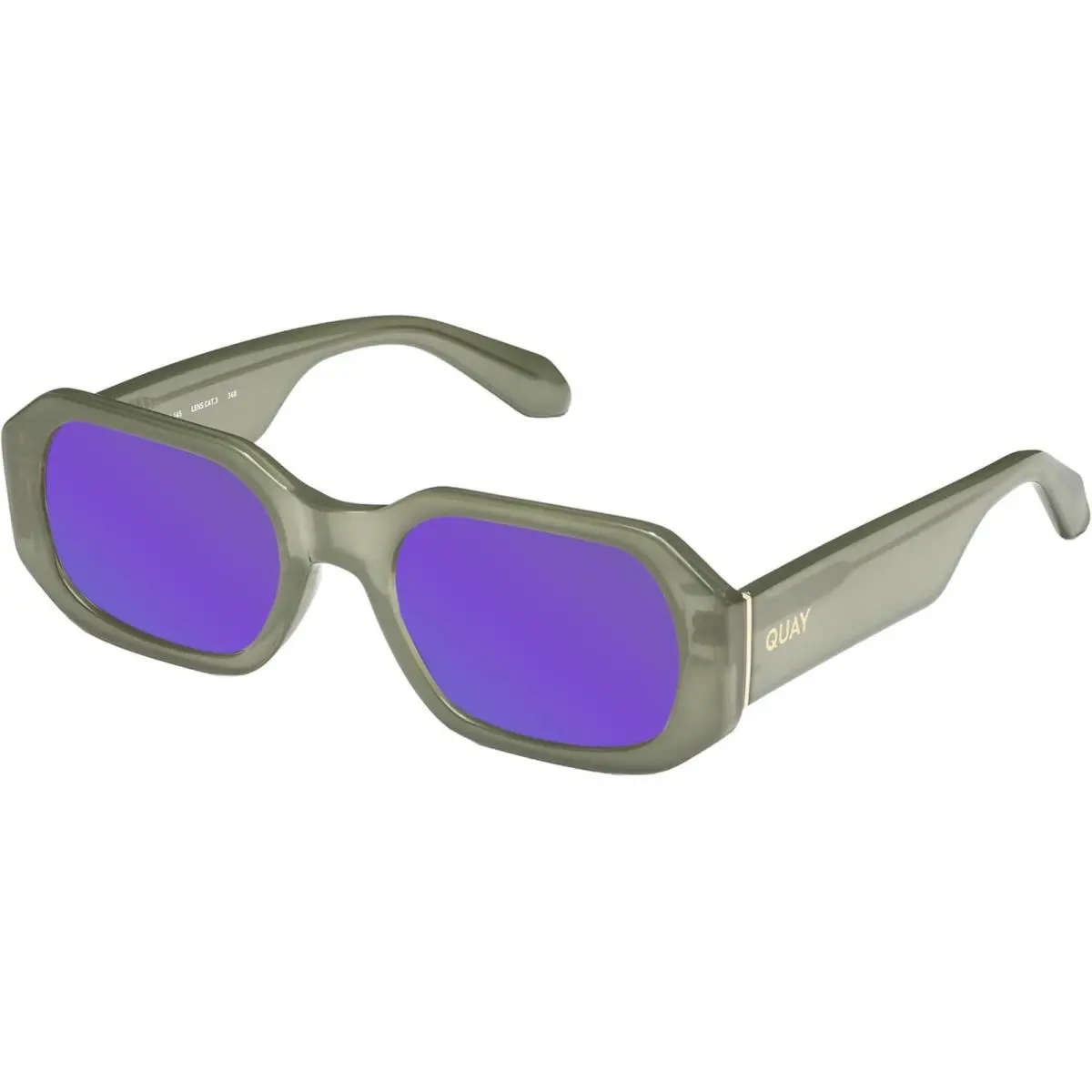 Quay Hyped Up Hexagonal Polarized Sunglasses Crystal Jade Green 53 mm 10 Options Purple Mirror Polar by QUAY