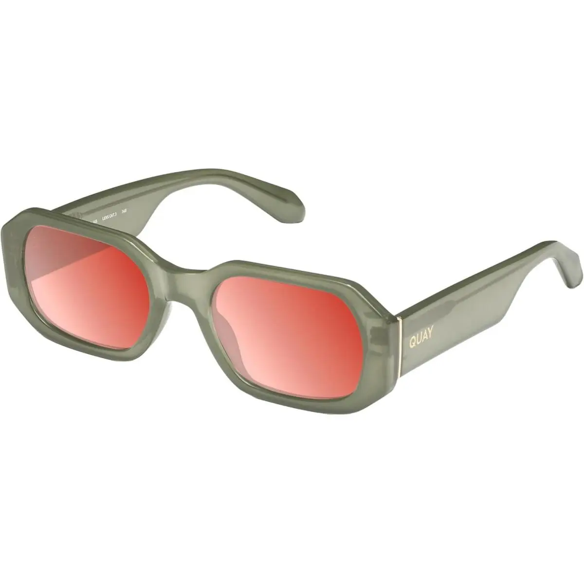 Quay Hyped Up Hexagonal Polarized Sunglasses Crystal Jade Green 53 mm 10 Options Red Mirror Polar by QUAY