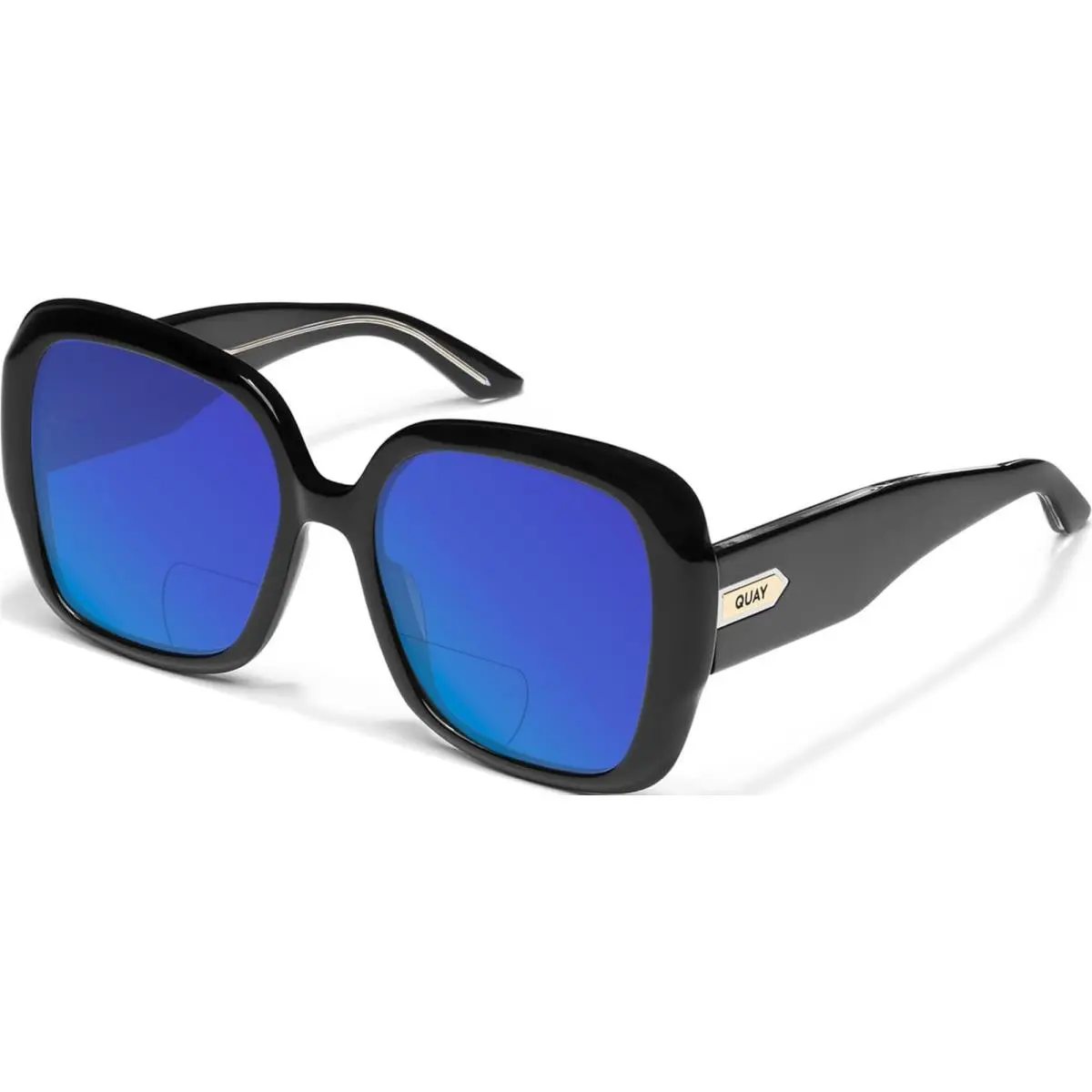 Quay Full Glam Women`s Square Polarized Bi-focal Sunglasses in Gloss Black 56 mm