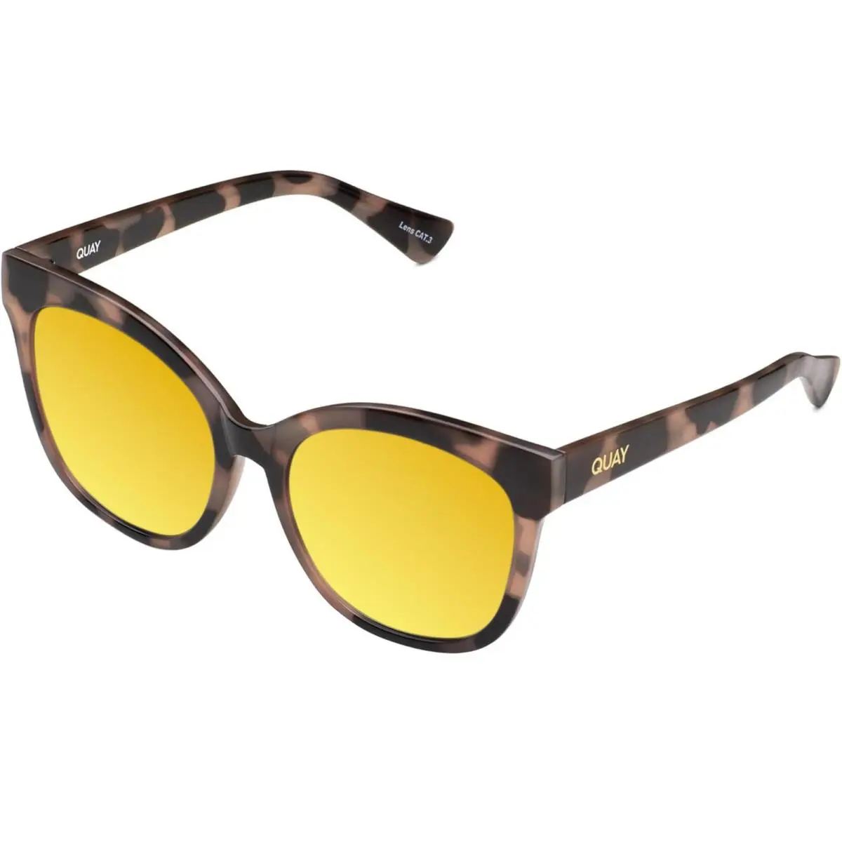 Quay It`s My Way Women Cateye Polarized Sunglasses Black Tortoise 59mm 10 Option Gold Mirror Polar by QUAY