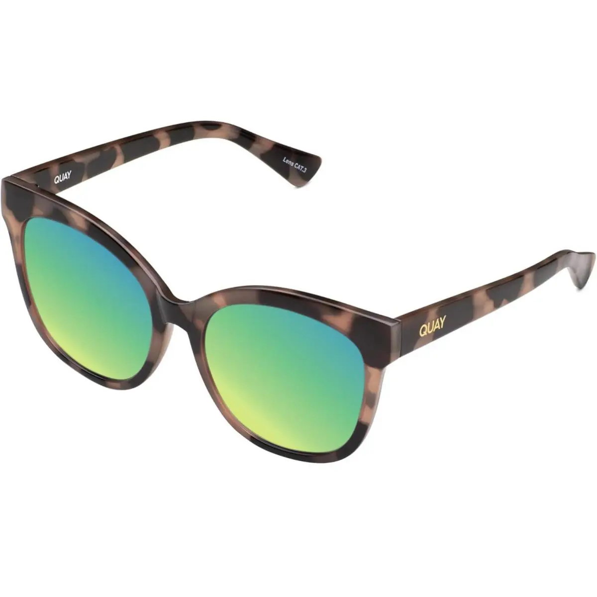 Quay It`s My Way Women Cateye Polarized Sunglasses Black Tortoise 59mm 10 Option Green Mirror Polar by QUAY