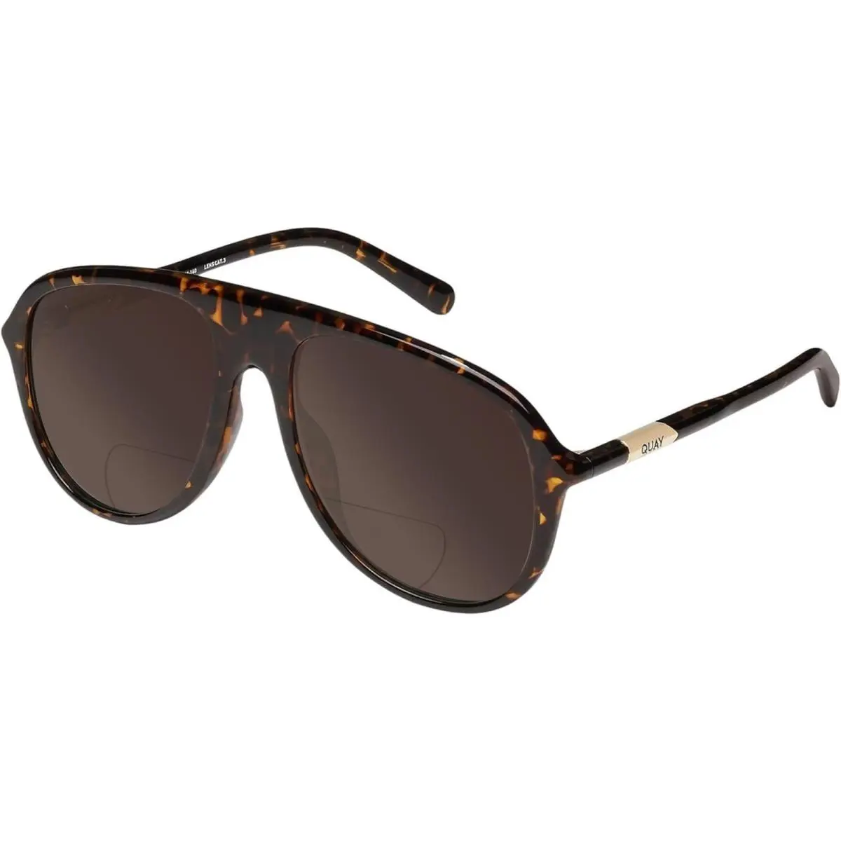 Quay Chart Topper Mens Pilot Polarized Bi-focal Sunglasses in Dark Brown Tortois Brown by QUAY